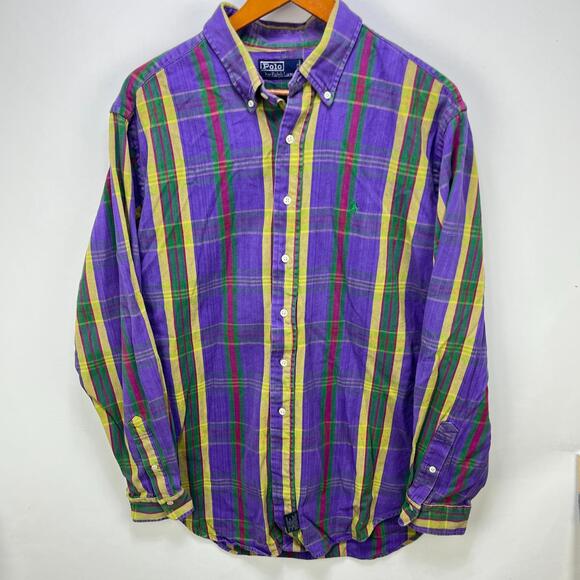 Ralph Lauren Other - Vintage 90s Polo Ralph Lauren Pony Plaid Button-Up Shirt XL
